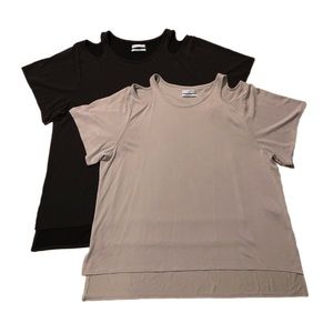 two shoulder cut out shirts urban outfitters beige and black